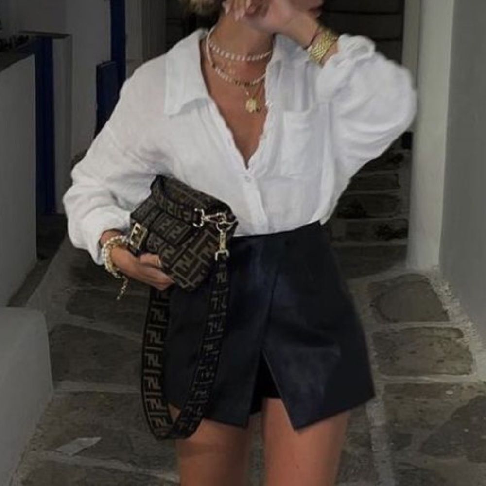 white button up top